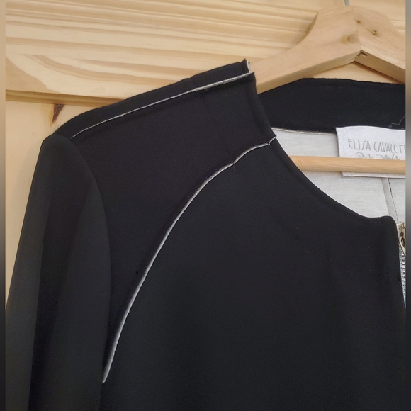 Elisa Cavaletti Size L Black Long Sleeve Zip-Up Blouse - Picture 11 of 16